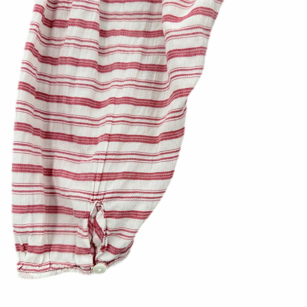 Vince Red & White Variegated Stripe 100% Cotton Long Sleeve V-Neck Blouse Top - Picture 8 of 11